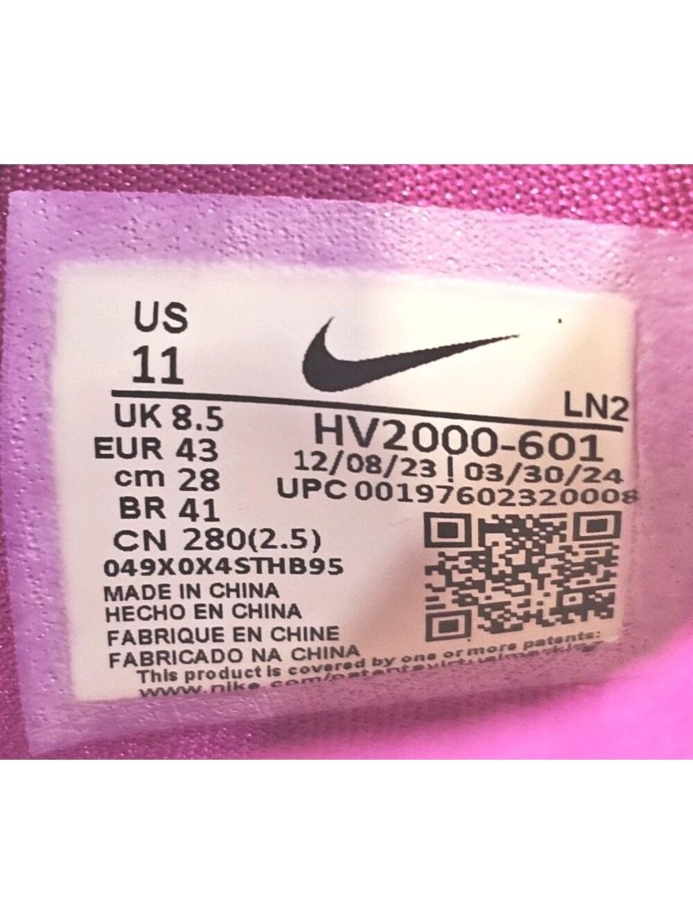 Nike G.T. Hustle 3 Hyper Pink White Vivid Grape Shoes HV2000-601 - Women's 11 - Picture 8 of 10